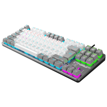 Rainbow TKL Blue Switch Mekanik Oyuncu Klavye -Beyaz/Gri