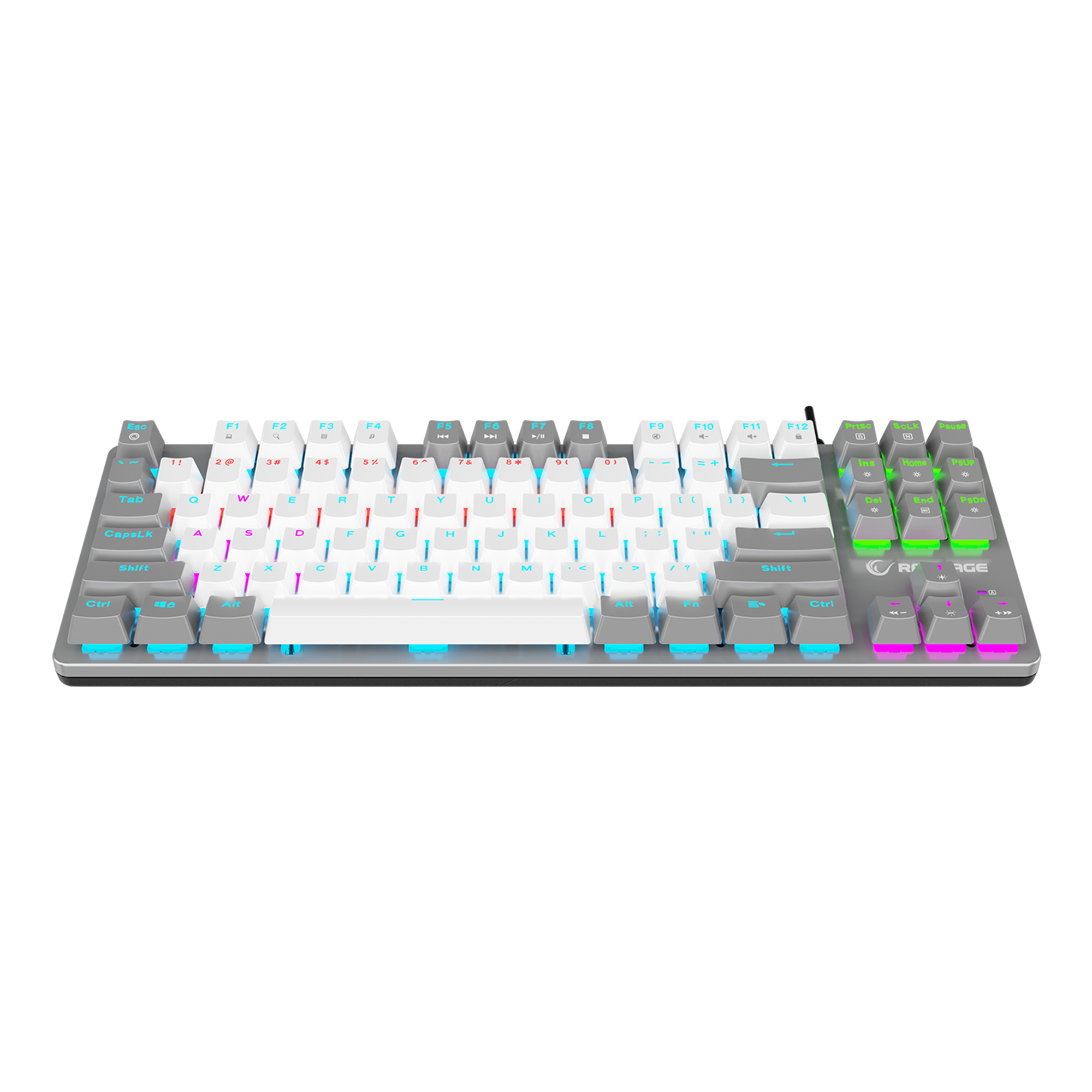 Snug K14 Rainbow TKL Blue Switch US Layout English Mekanik Oyuncu Klavyesi- Beyaz/Gri