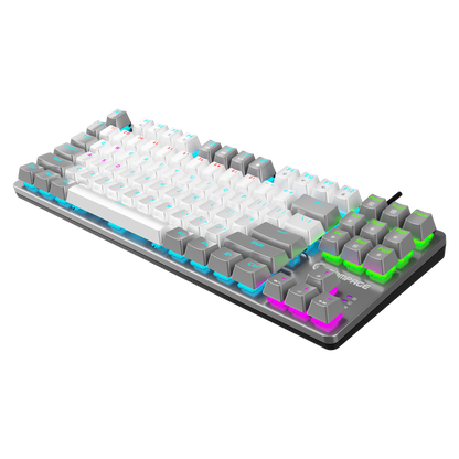 Snug K14 Rainbow TKL Blue Switch US Layout English Mekanik Oyuncu Klavyesi- Beyaz/Gri