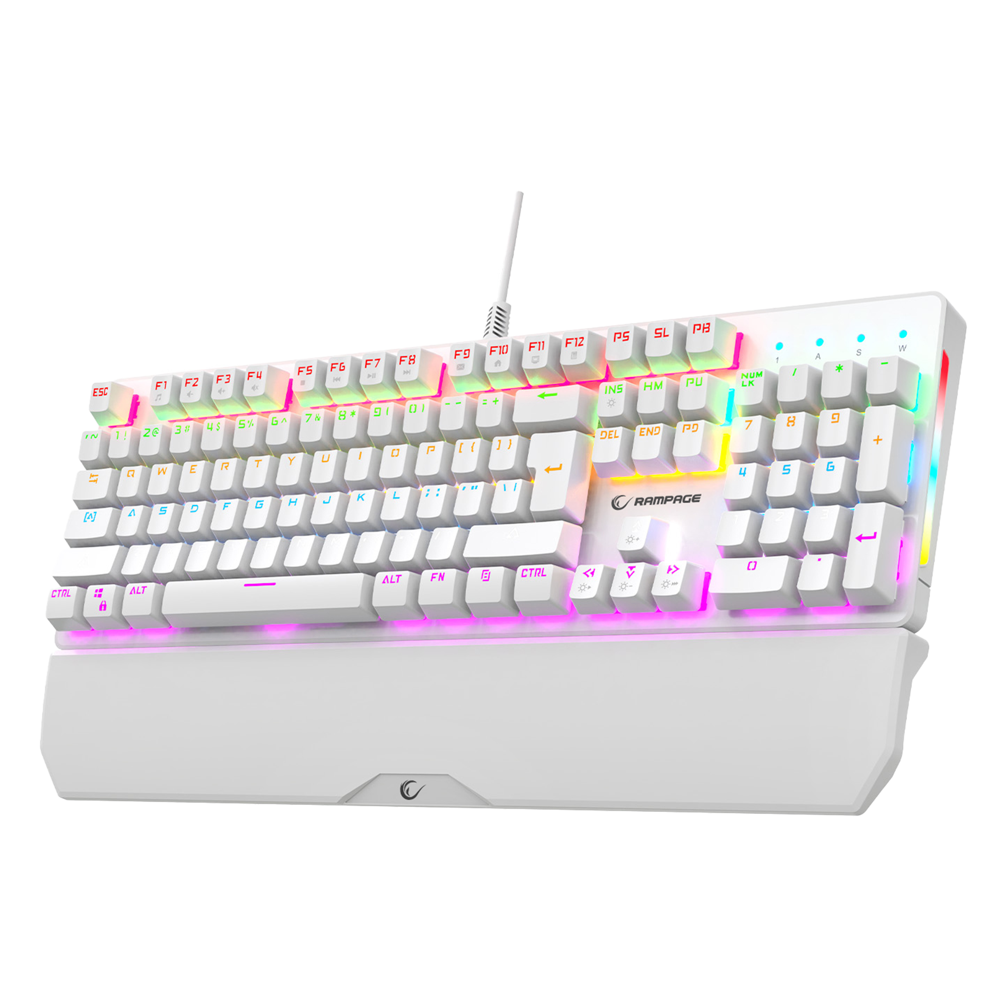 Kb-R86 US Layout English Rainbow Blue Switch Mekanik Oyuncu Klavyesi-Beyaz
