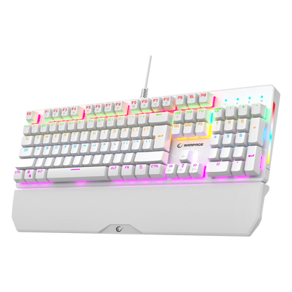 Kb-R86 US Layout English Rainbow Blue Switch Mekanik Oyuncu Klavyesi-Beyaz
