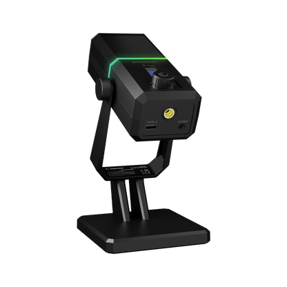 Ra-Mp75 Cyclone RGB Desktop Microphone with Volume Indicator - Black