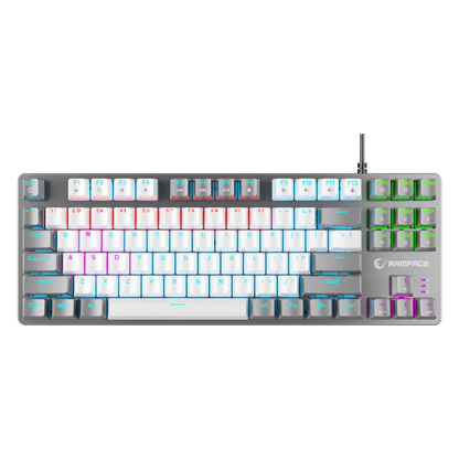 Snug K14 Rainbow TKL Blue Switch US Layout English Mekanik Oyuncu Klavyesi- Beyaz/Gri