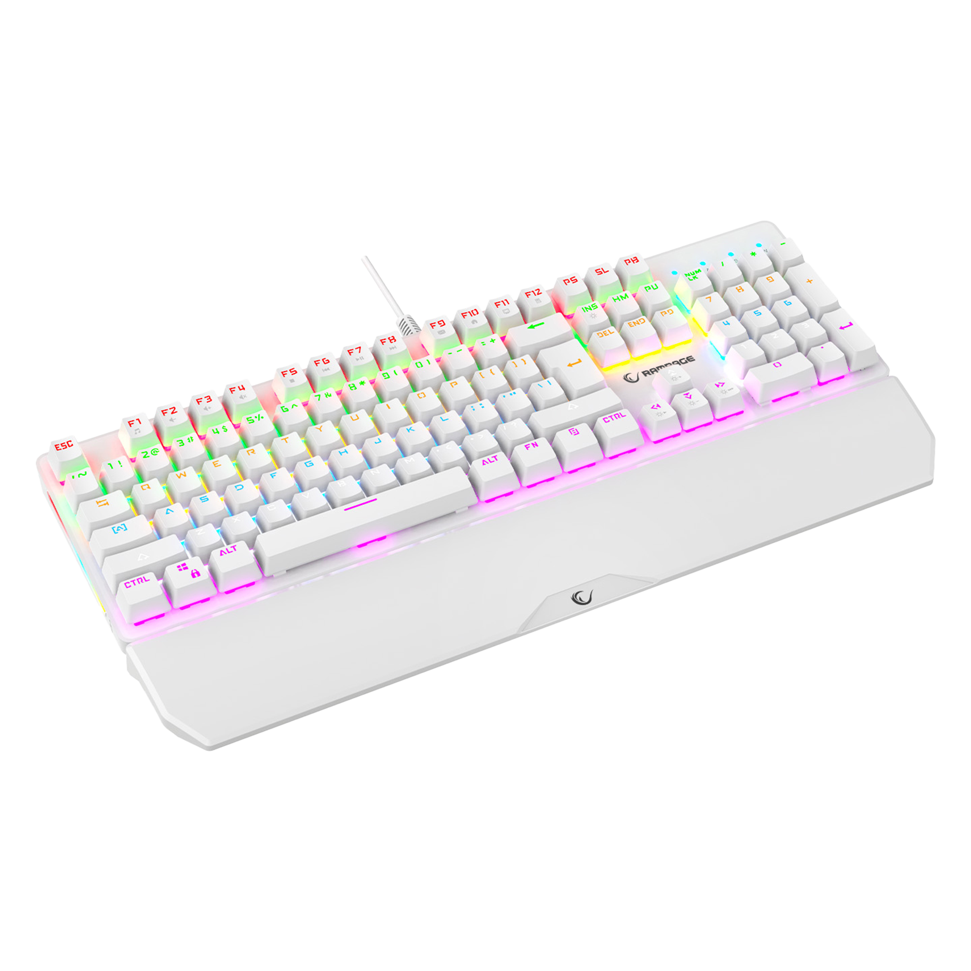 Kb-R86 US Layout English Rainbow Blue Switch Mekanik Oyuncu Klavyesi-Beyaz