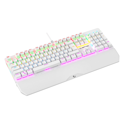 Kb-R86 US Layout English Rainbow Blue Switch Mekanik Oyuncu Klavyesi-Beyaz
