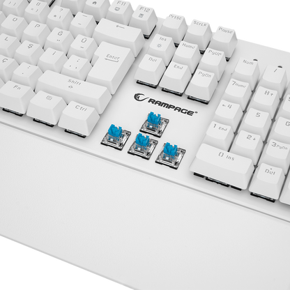 Kb-R86 US Layout English Rainbow Blue Switch Mekanik Oyuncu Klavyesi-Beyaz