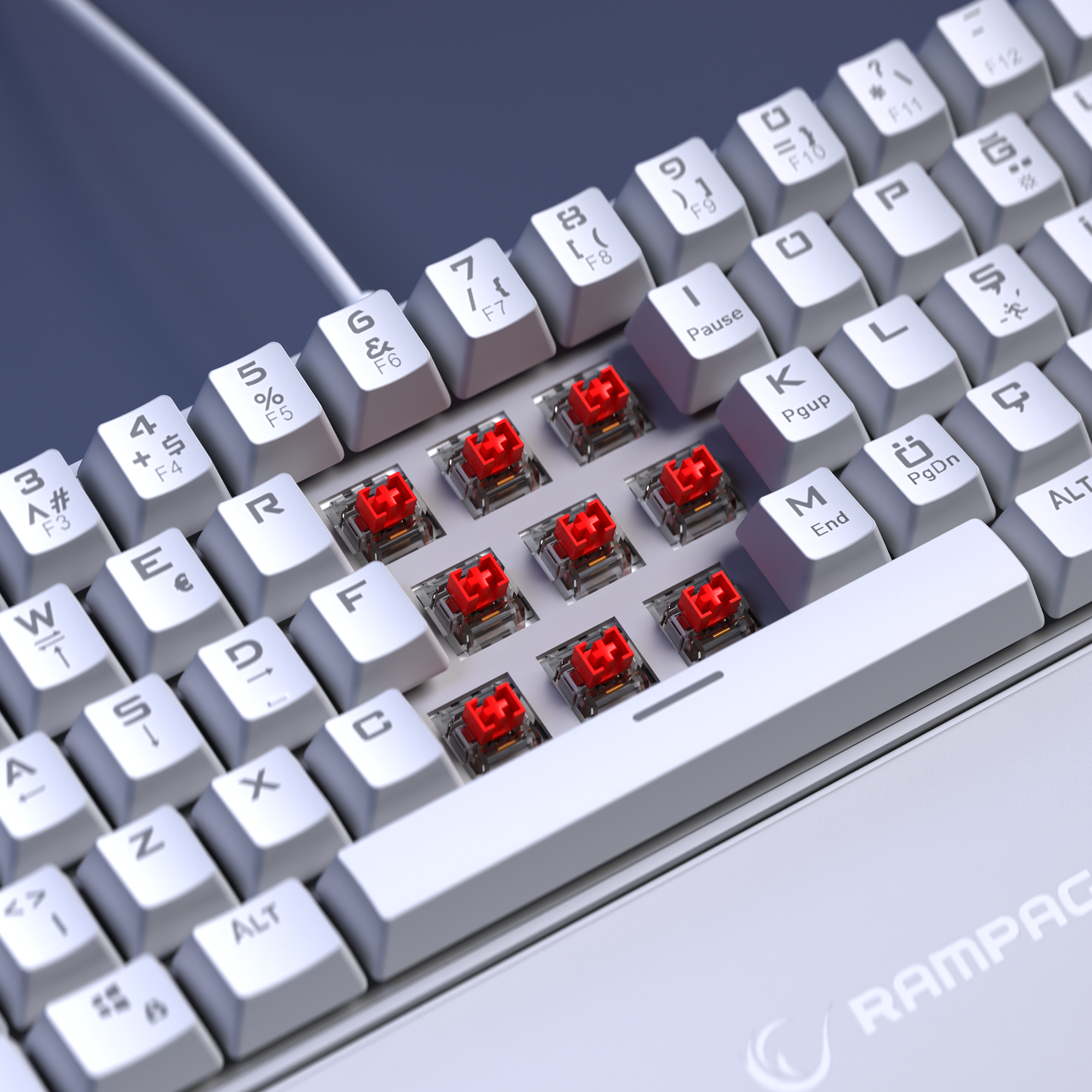 Ally K11 Rainbow Q Red Switch Mechanical Gaming Keyboard with Wrist Rest - White