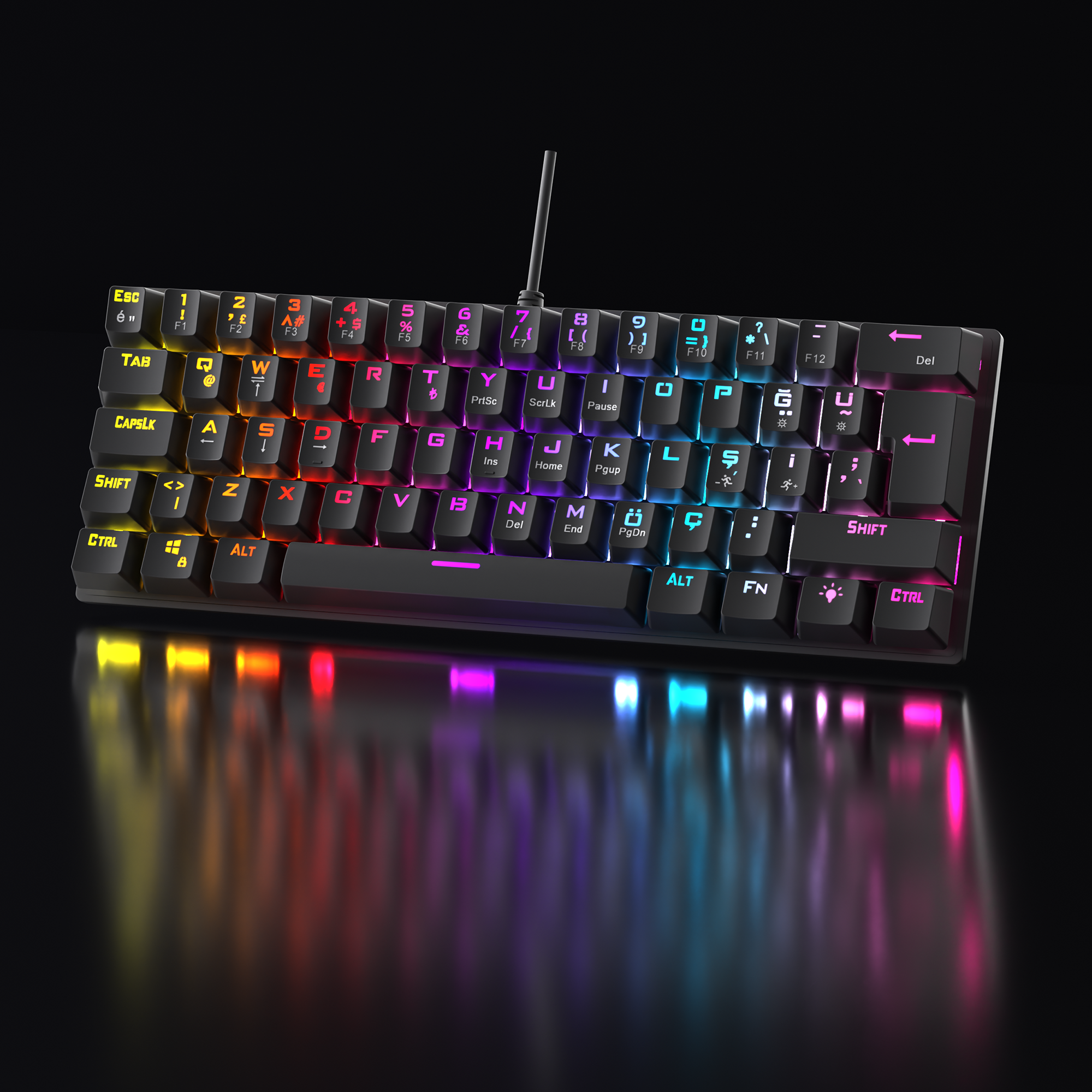 ALLY K11 - Rainbow Bilek Destekli Blue Switch Oyuncu Klavyesi-Siyah