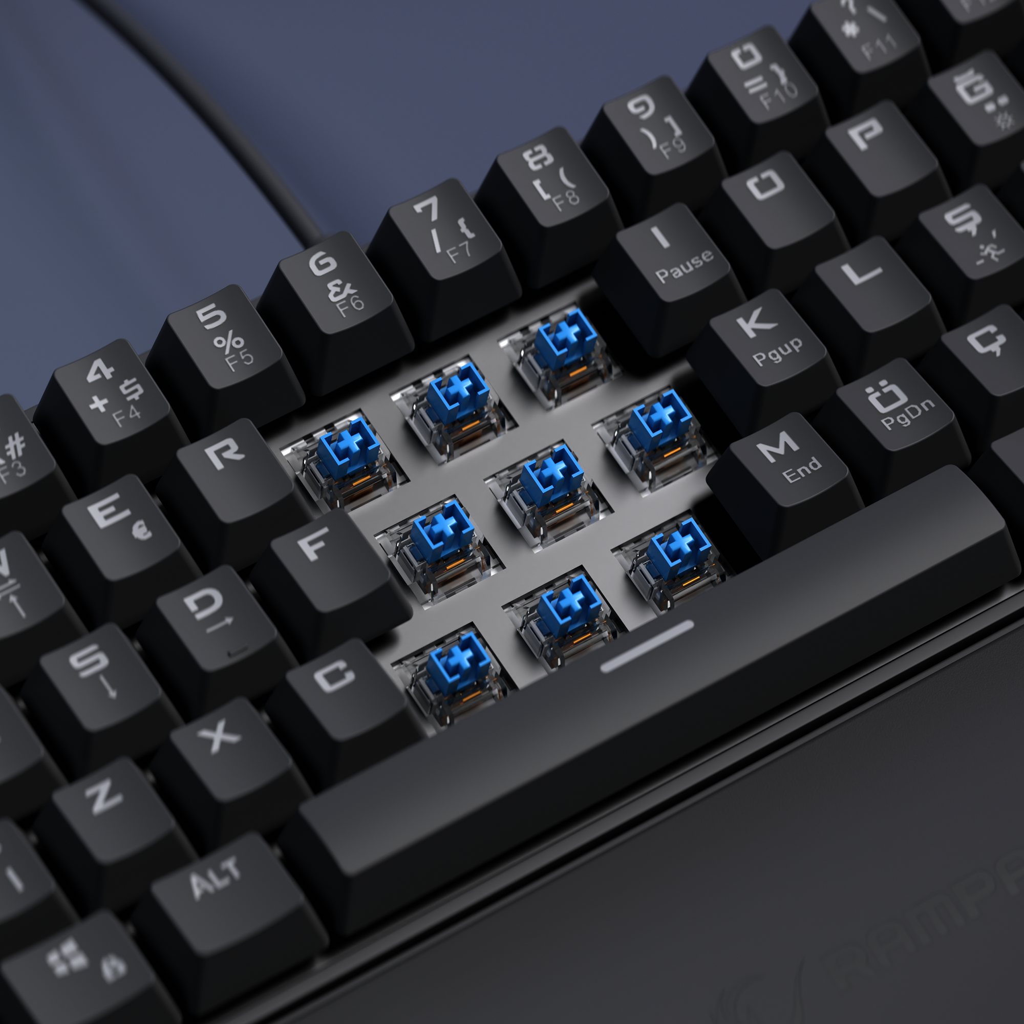 ALLY K11 - Rainbow Bilek Destekli Blue Switch Oyuncu Klavyesi-Siyah