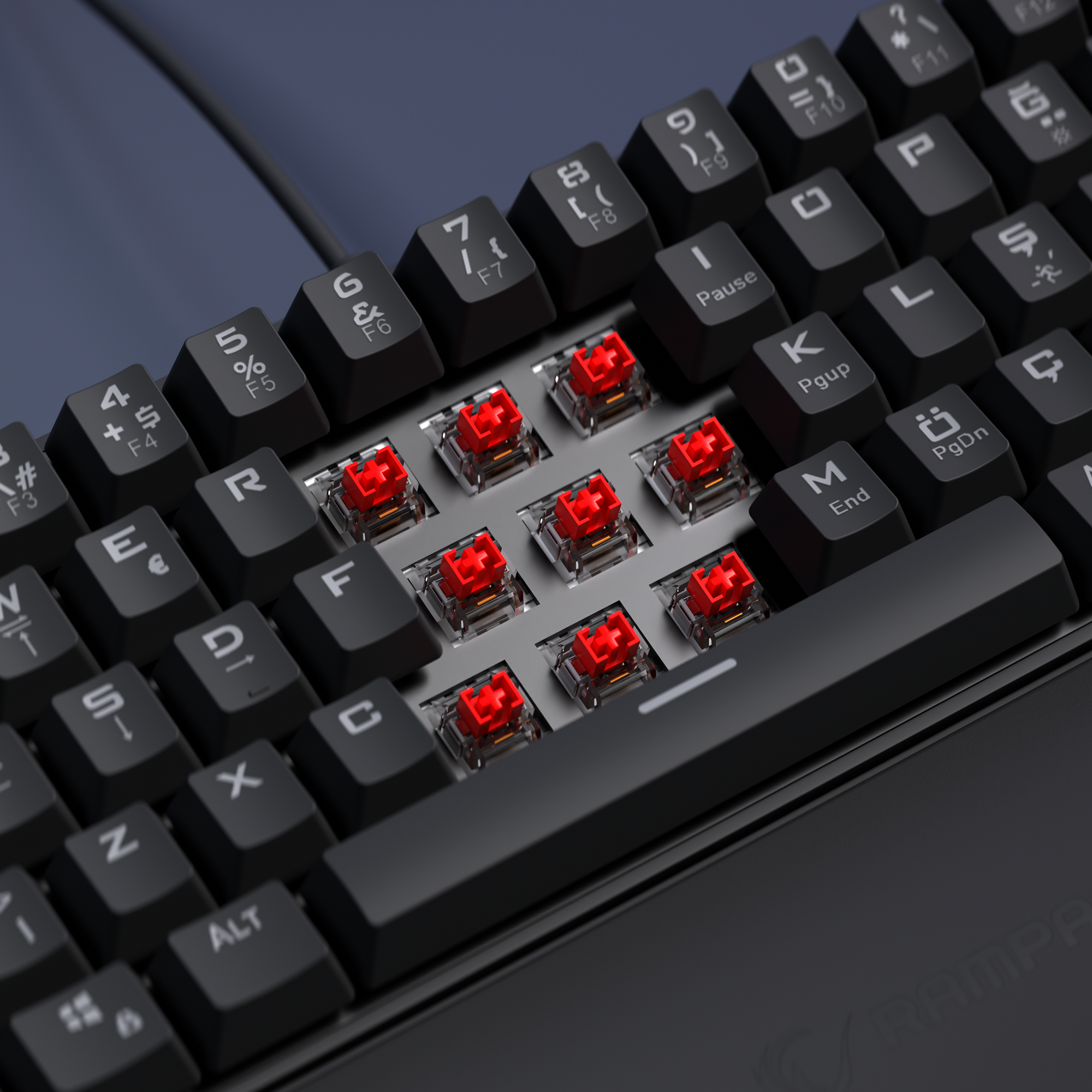 Ally K11 Rainbow Red Switch Gaming Keyboard with Wrist Rest-Black