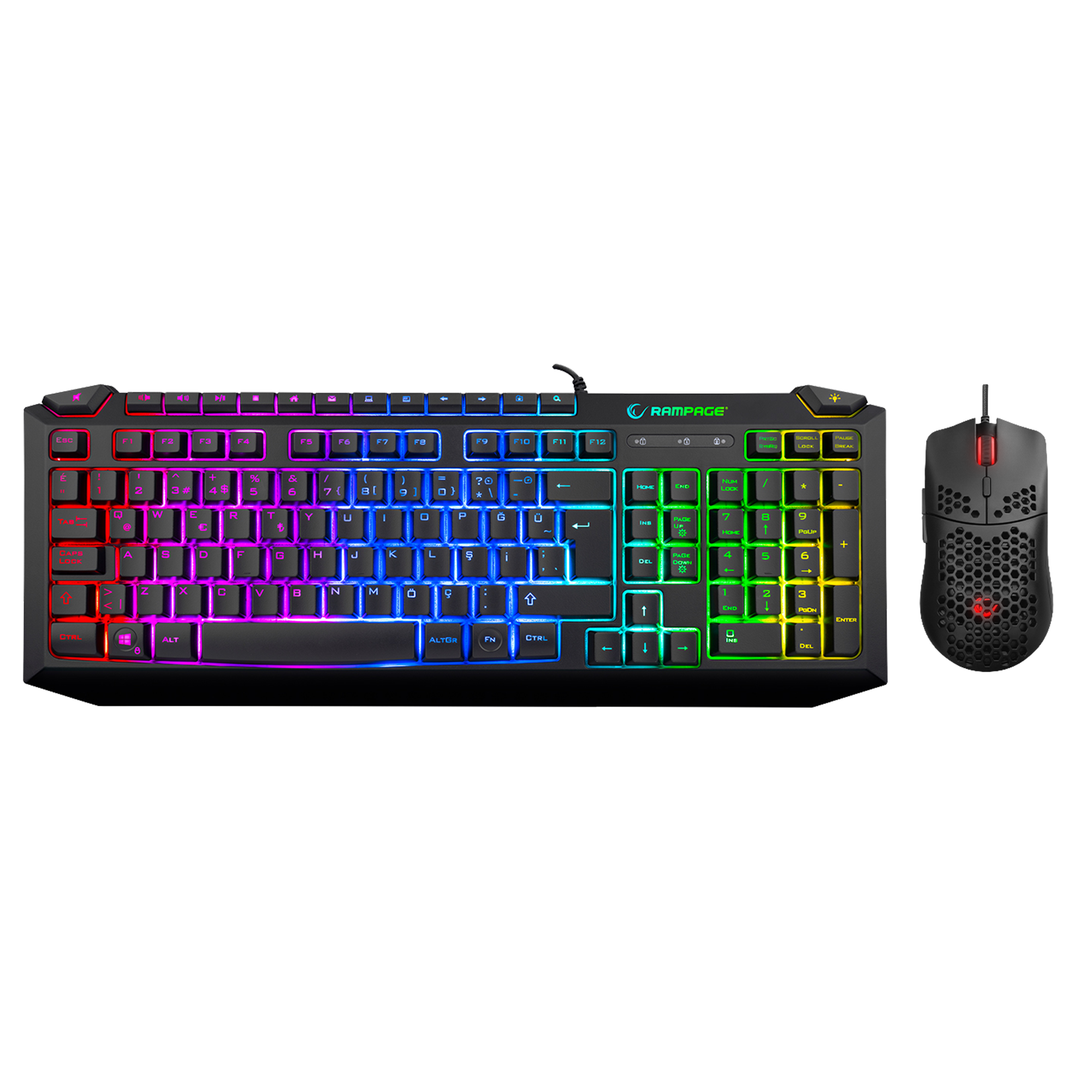Kb-R310 Broker Gökkuşağı Aydınlatmalı Oyuncu Klavye + Mouse Set-Siyah