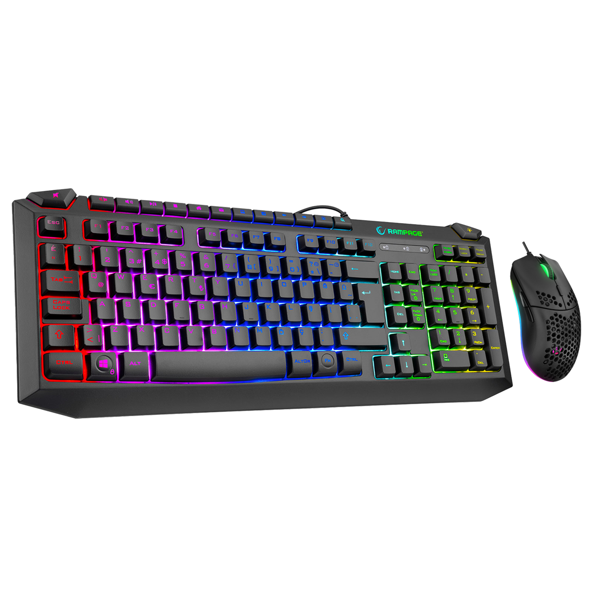 Kb-R310 Broker Gökkuşağı Aydınlatmalı Oyuncu Klavye + Mouse Set-Siyah
