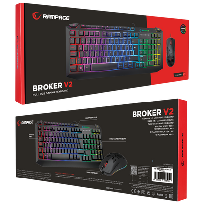 Kb-R310 Broker Rainbow Illuminated Gaming Keyboard + Mouse Set-Black