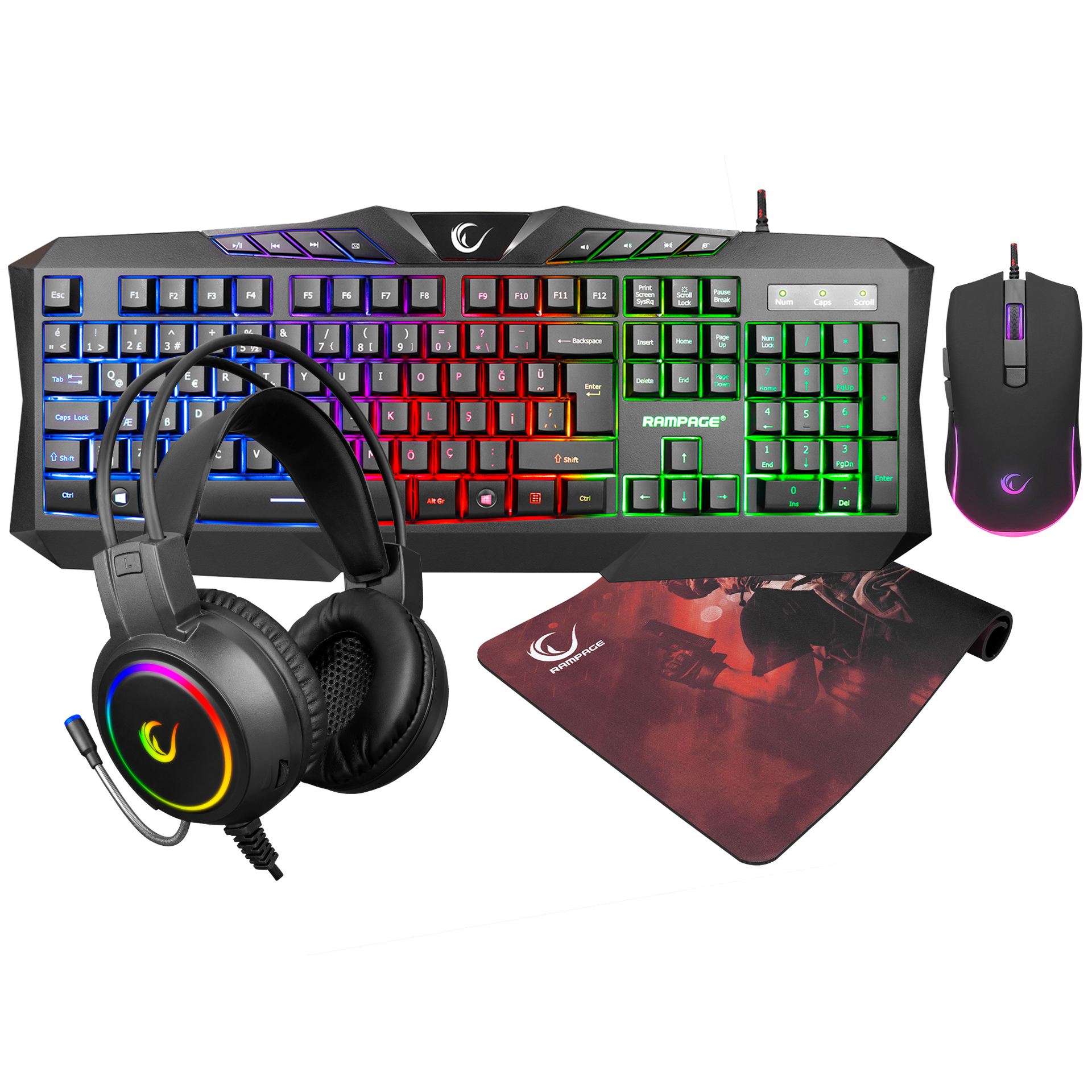 Km-404 Argenti Gaming Combo Q Klavye + Kulaklık + Mouse + Mousepad