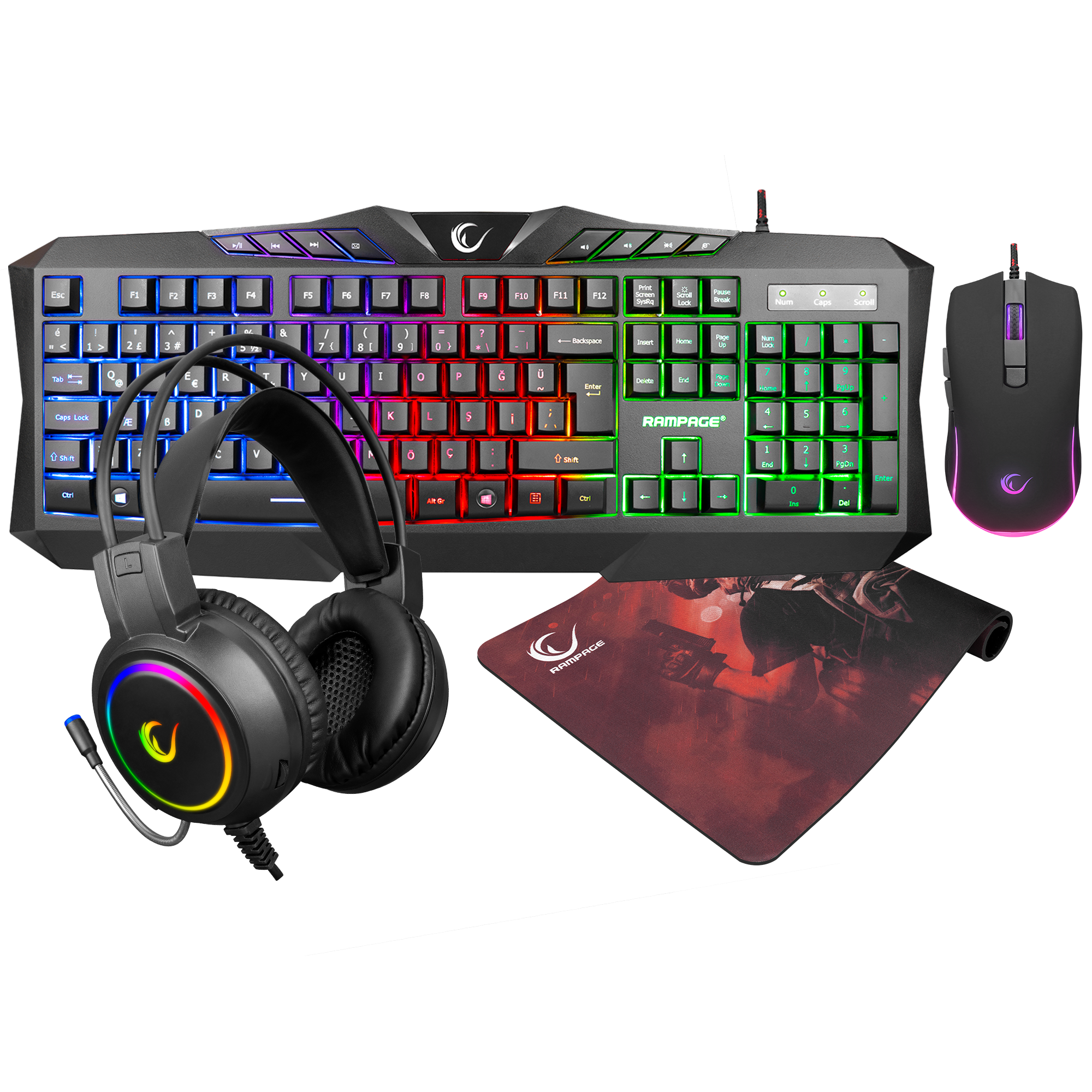 Km-404 Argenti Gaming Combo Q Klavye + Kulaklık + Mouse + Mousepad