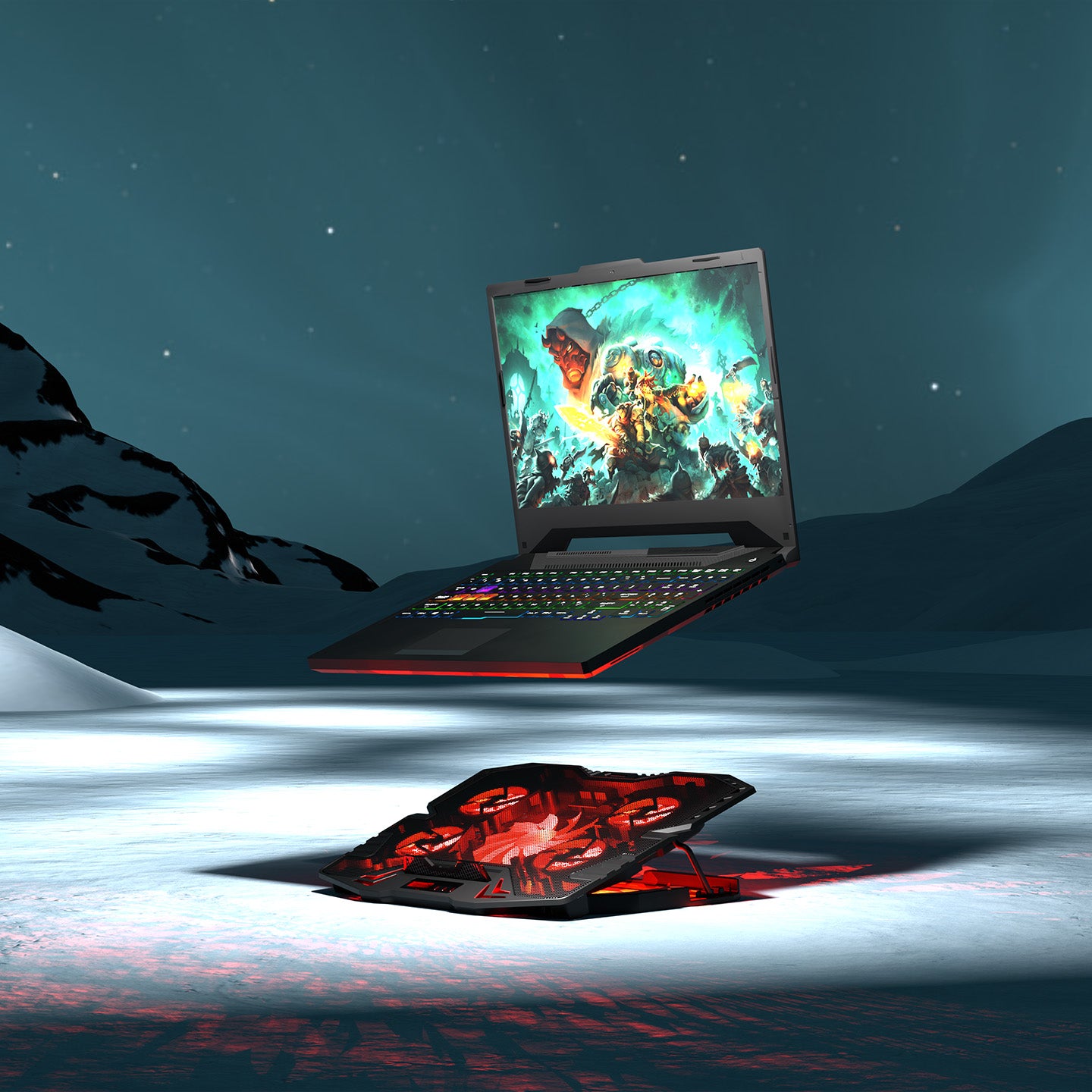 Mistral S45 Kırmızı Led lşıklı 5 Fanlı Yükseklik Ayarlı LCD Göstergeli Notebook Soğutucu