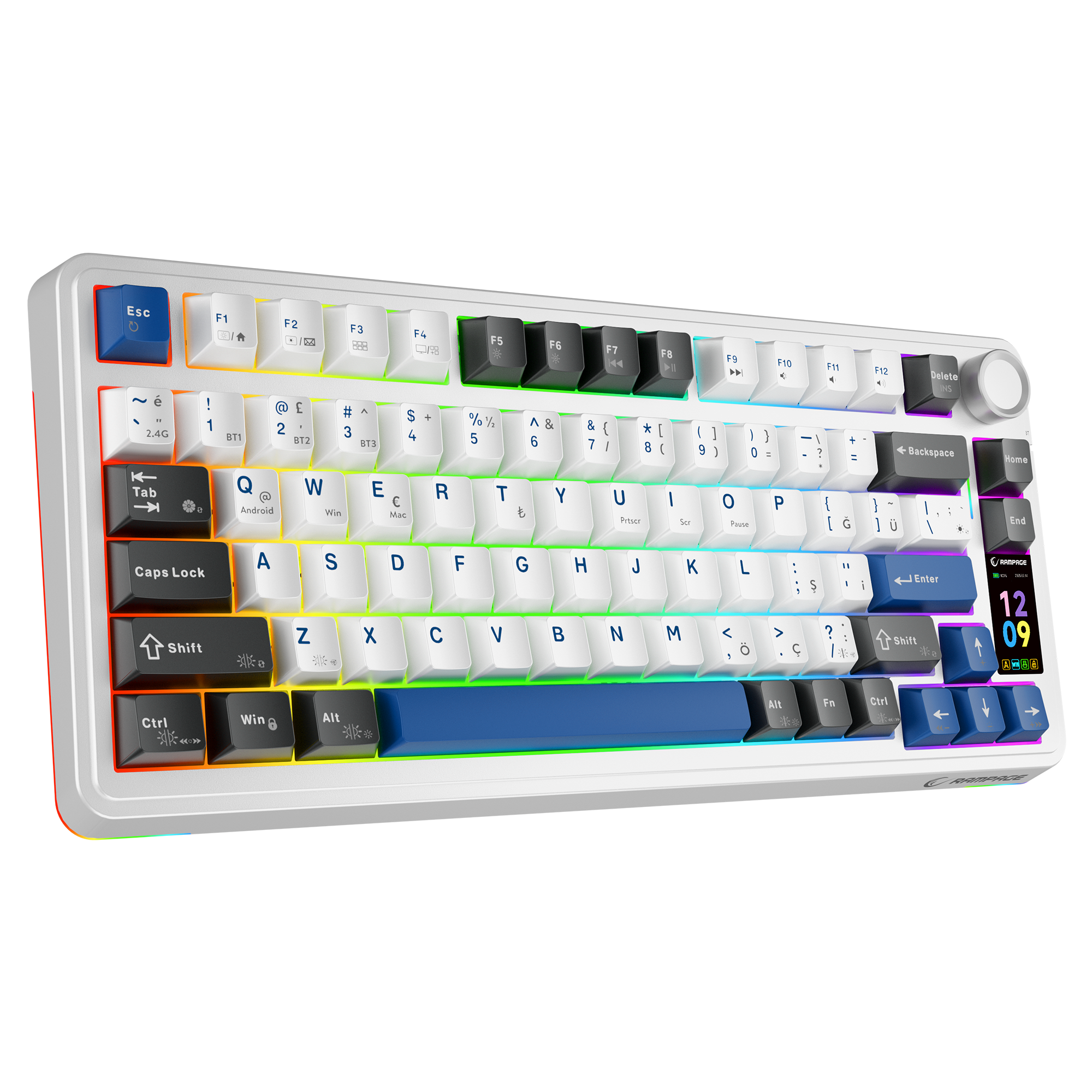 Quell Pro RGB Hot Swap Gasket Oil Switch English Layout PBT Keycaps Kablosuz Mekanik Oyuncu Klavyesi