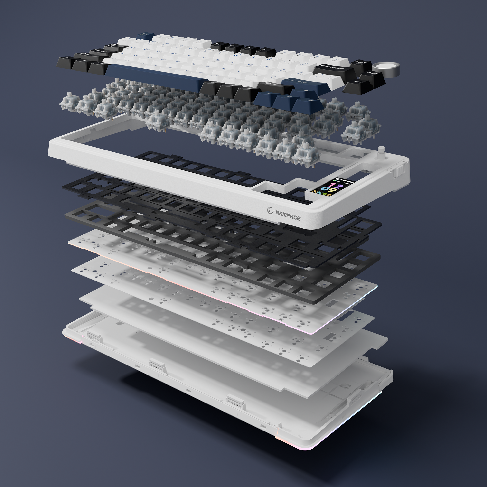 Hot Swap Ekranlı Gasket Oil Switch PBT Keycaps Kablosuz Mekanik Oyuncu Klavyesi