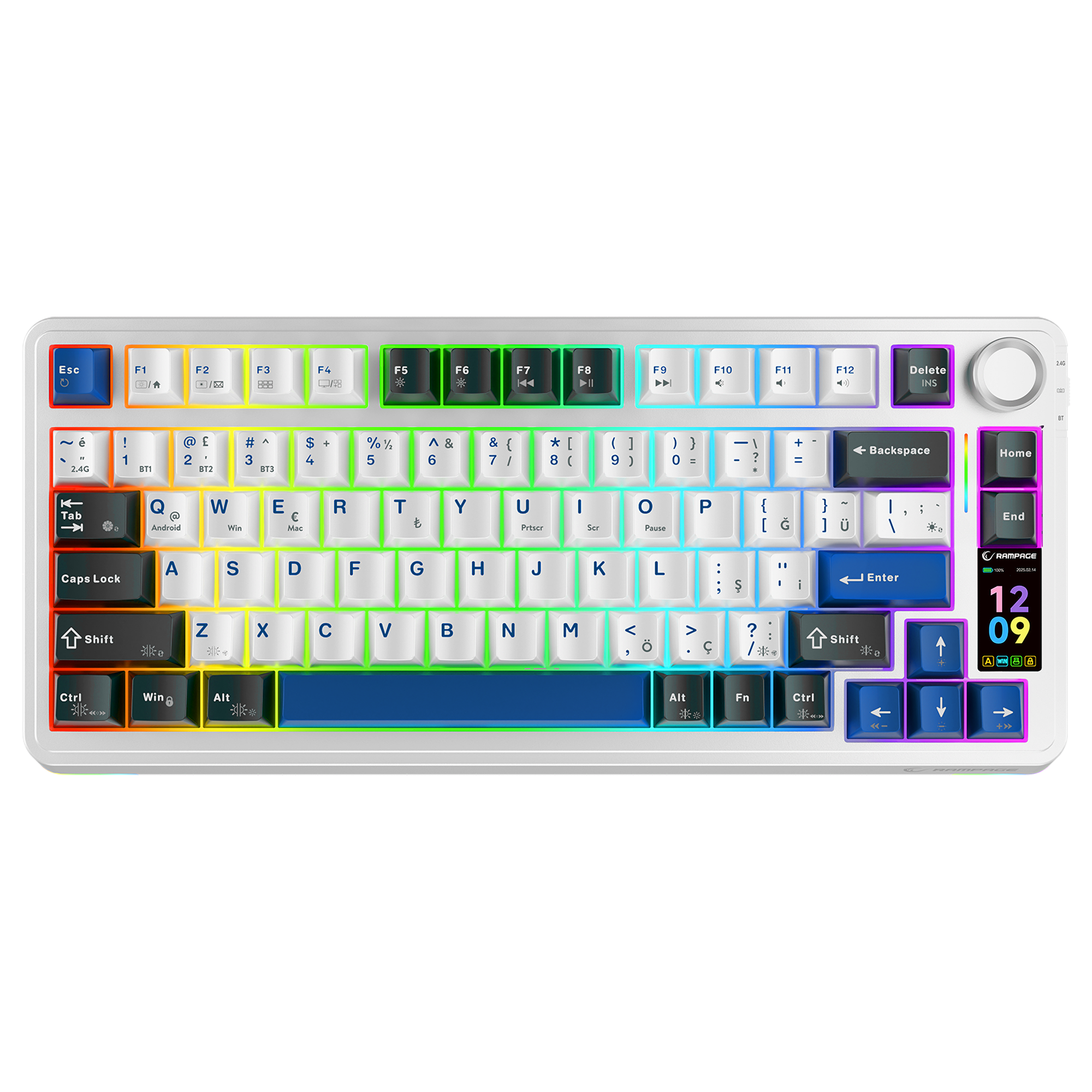 Quell Pro RGB Hot Swap Gasket Oil Switch English Layout PBT Keycaps Kablosuz Mekanik Oyuncu Klavyesi