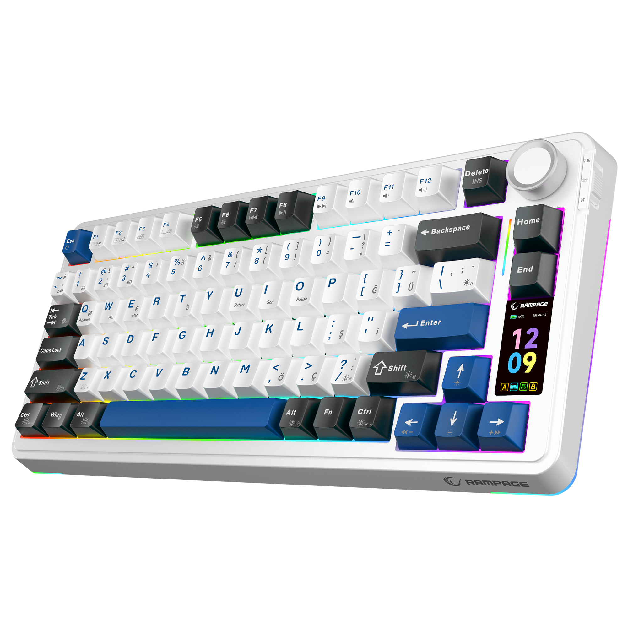 Quell Pro RGB Hot Swap Gasket Oil Switch English Layout PBT Keycaps Kablosuz Mekanik Oyuncu Klavyesi