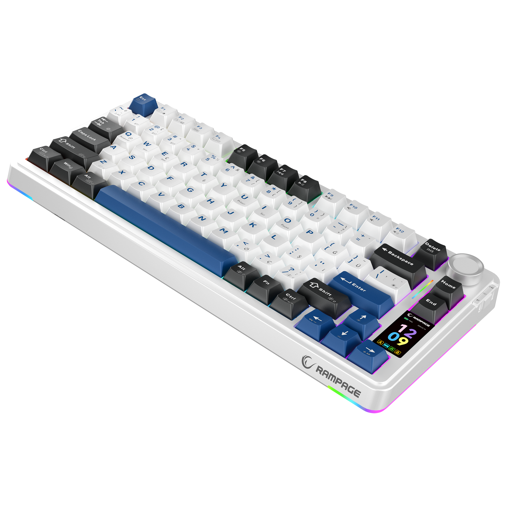 Quell Pro RGB Hot Swap Gasket Oil Switch English Layout PBT Keycaps Kablosuz Mekanik Oyuncu Klavyesi