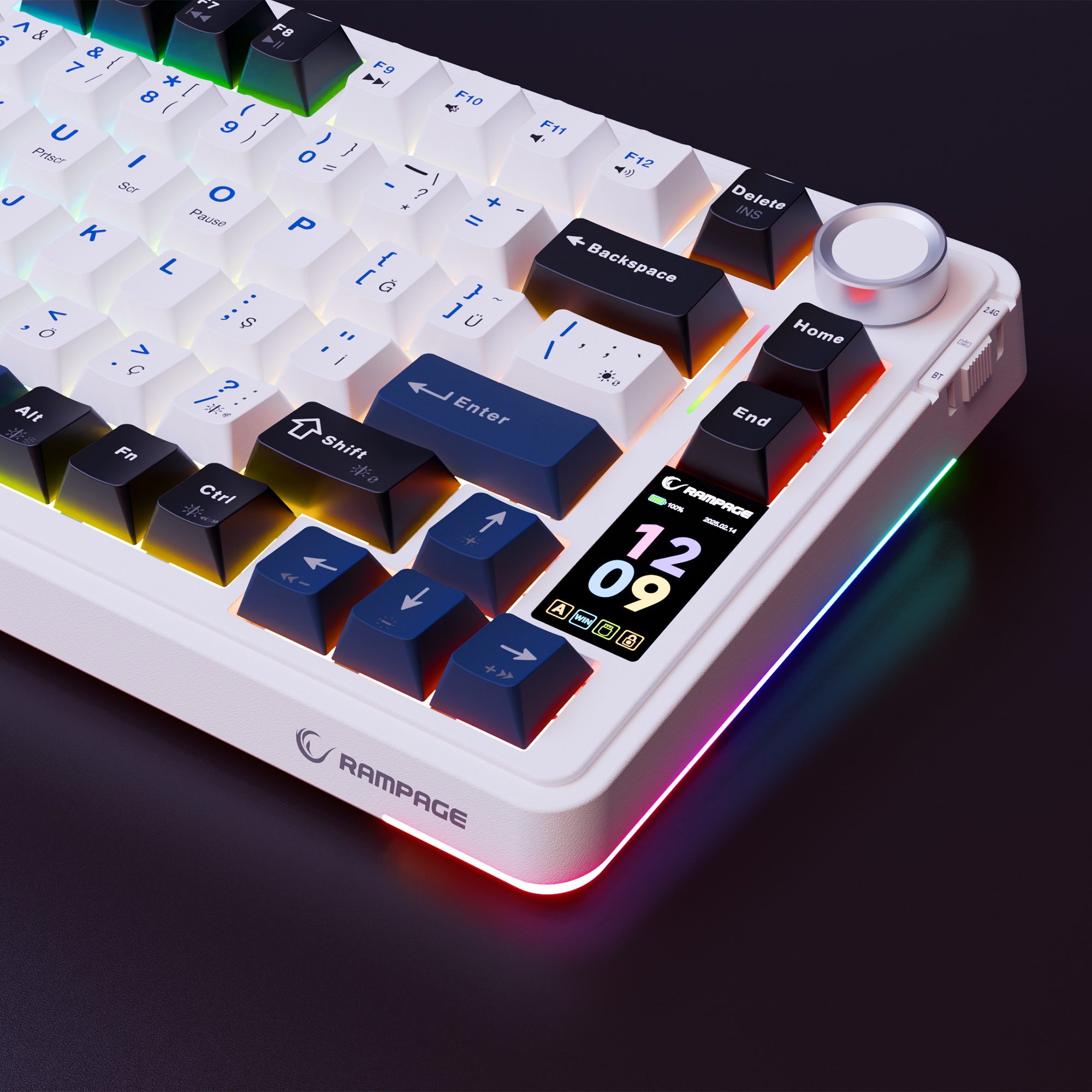 Hot Swap Ekranlı Gasket Oil Switch PBT Keycaps Kablosuz Mekanik Oyuncu Klavyesi