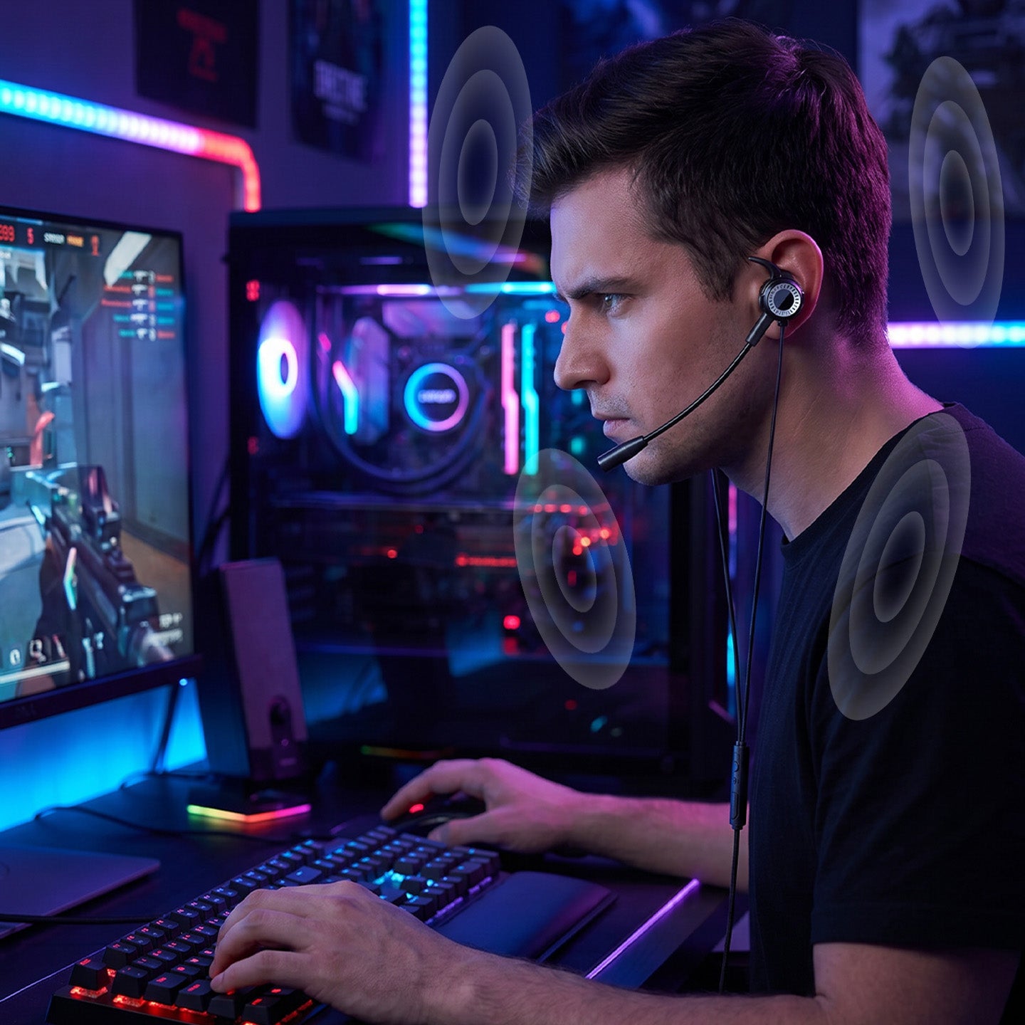 Rm-K21 Superb 3.5mm In-Ear Gaming Headset-Black