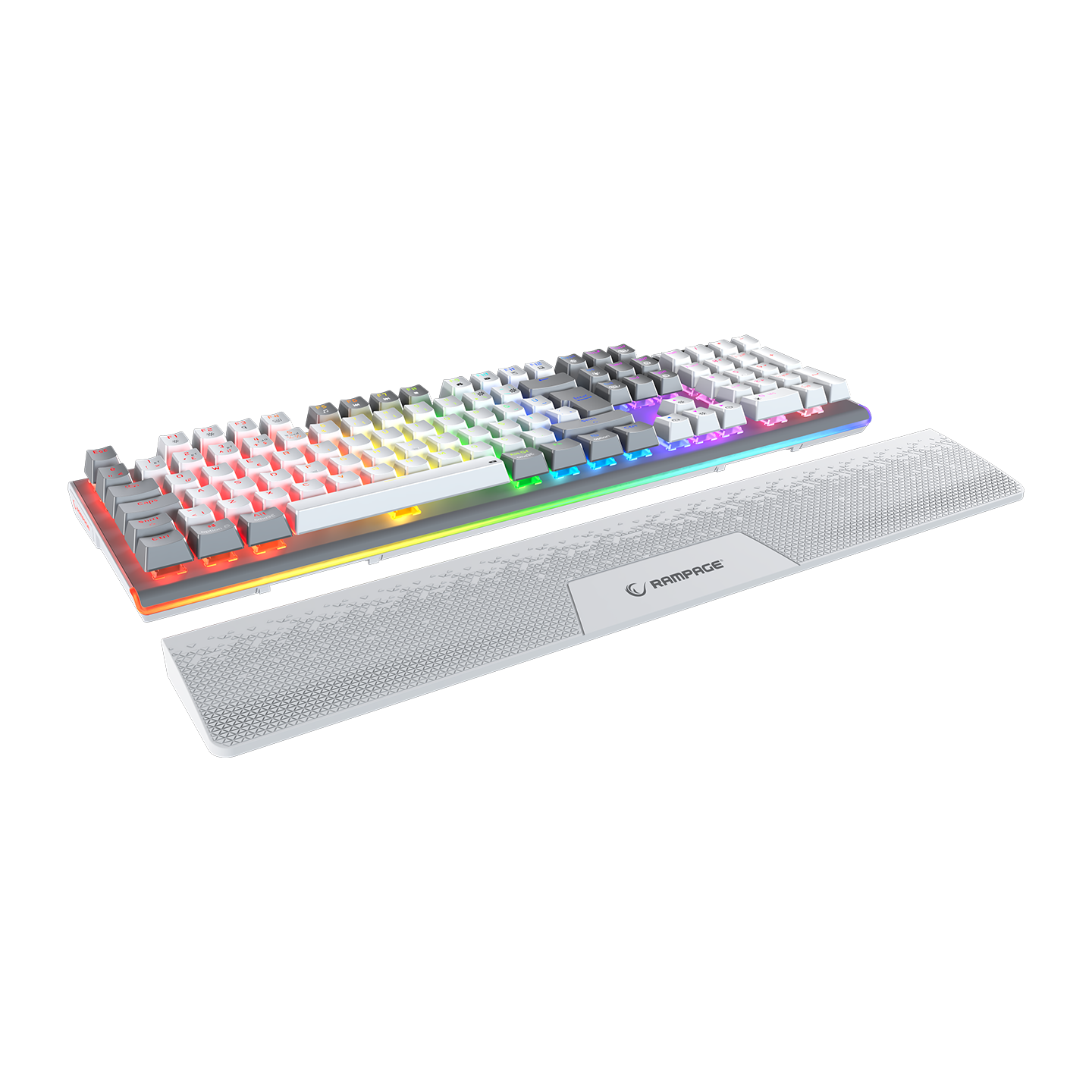 Carbon Pro Beyaz/Gri Wireless OUTEMU Red Switch Gaming Oyuncu Klavyesi - Rampage