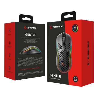 SMX-R85 GENTLE 12800dpi Siyah RGB Ledli Süper Hafif Makrolu Gaming Oyuncu Mouse - Rampage
