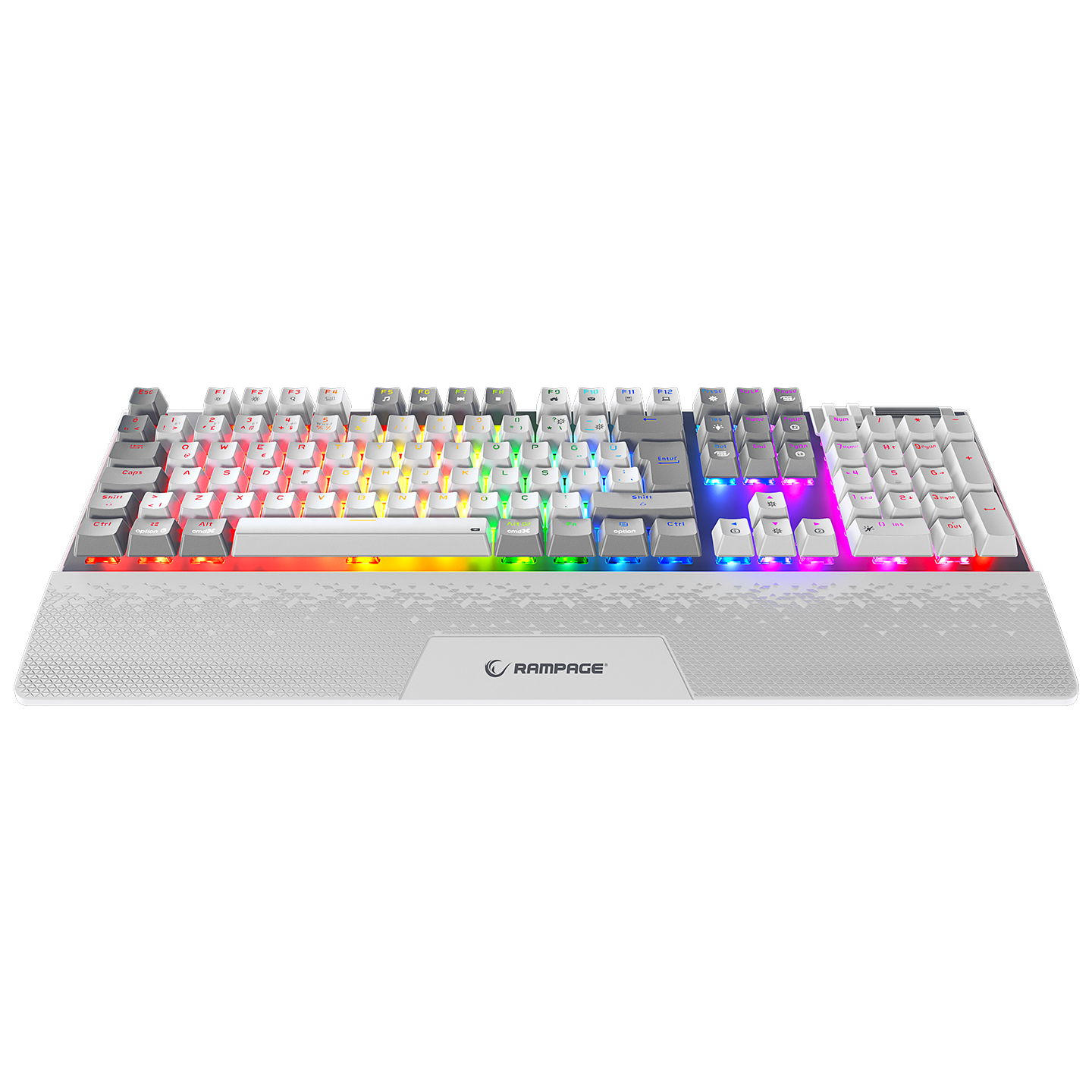 Carbon Pro Beyaz/Gri Wireless OUTEMU Red Switch Gaming Oyuncu Klavyesi - Rampage