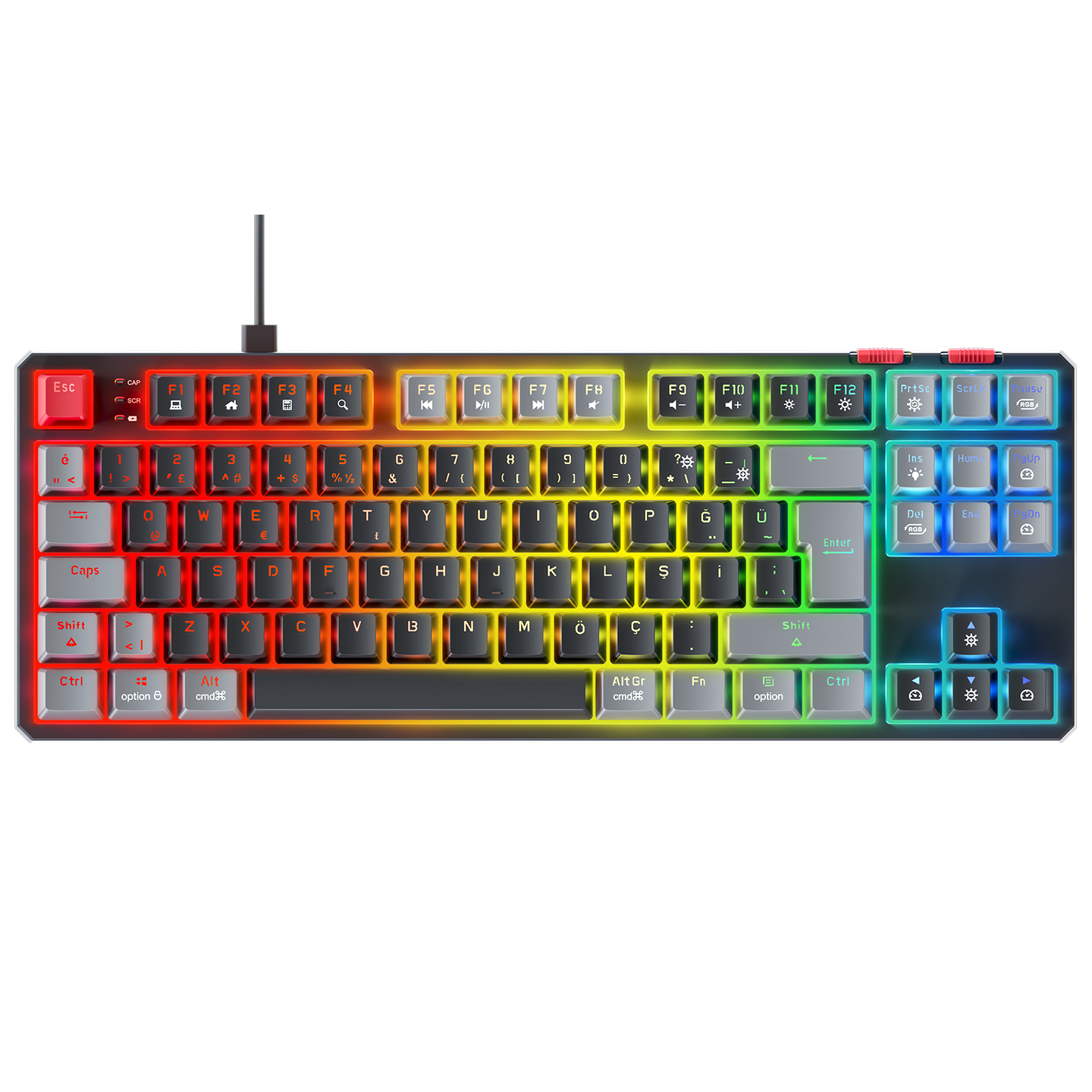 YORU TKL Siyah/Gri OUTEMU Red Switch Mekanik Gaming Oyuncu Klavye