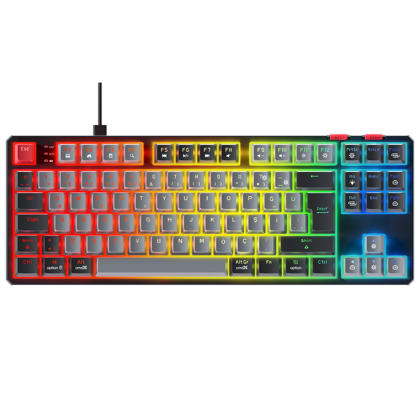 YORU TKL Gri/Siyah OUTEMU Red Switch Mekanik Gaming Oyuncu Klavye