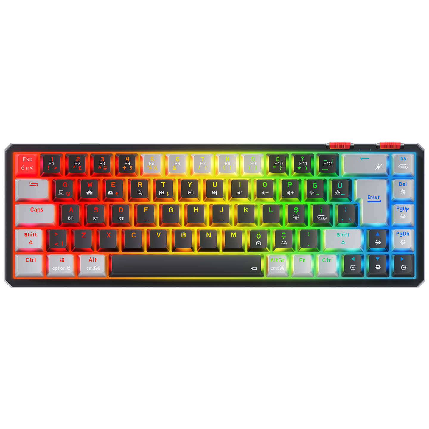 YORU MINI PRO Siyah/Gri 2.4ghz OUTEMU Red Switch Mekanik Oyuncu Klavye