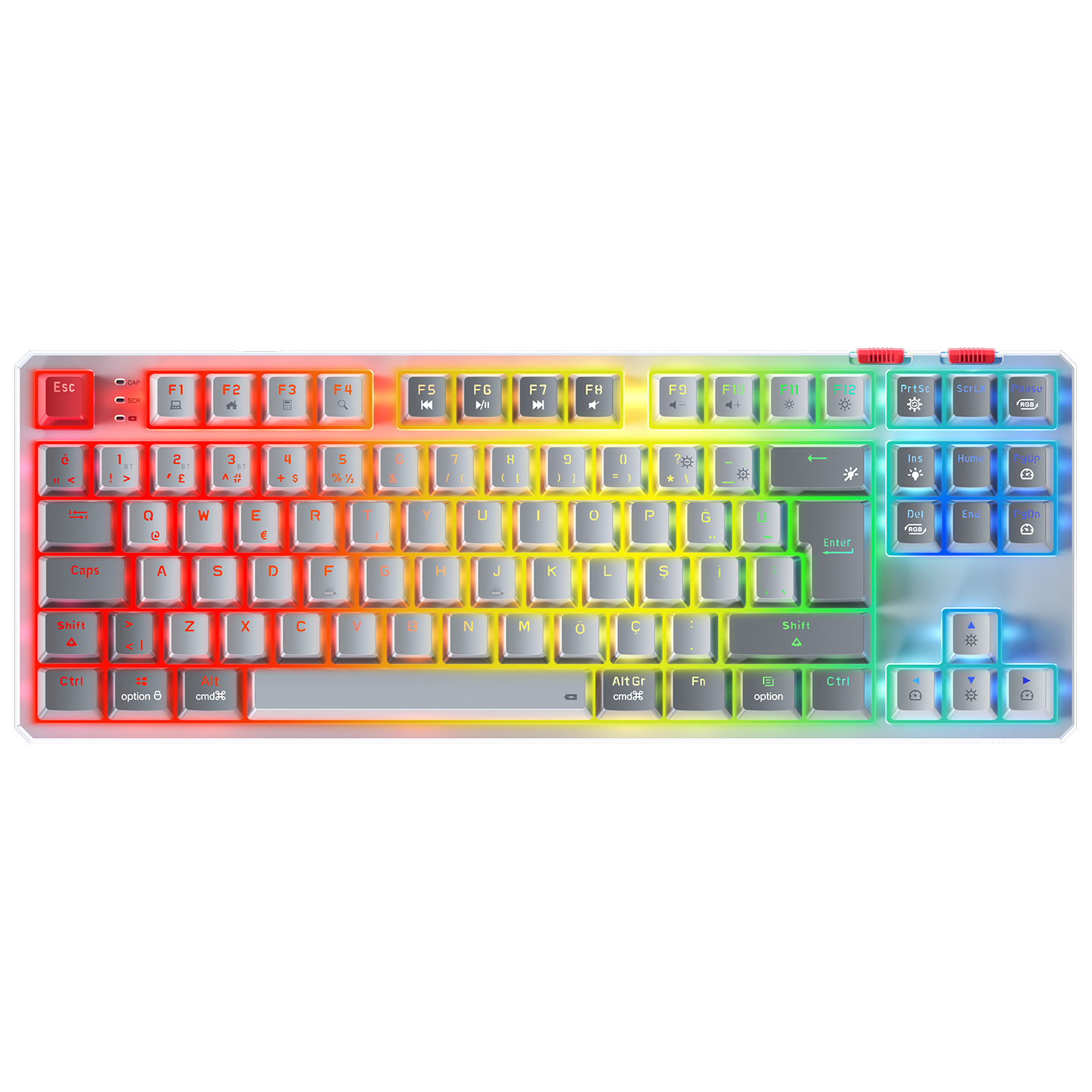 YORU TKL PRO Beyaz/Gri 2.4ghz OUTEMU Red Switch  Mekanik Gaming Oyuncu Klavye