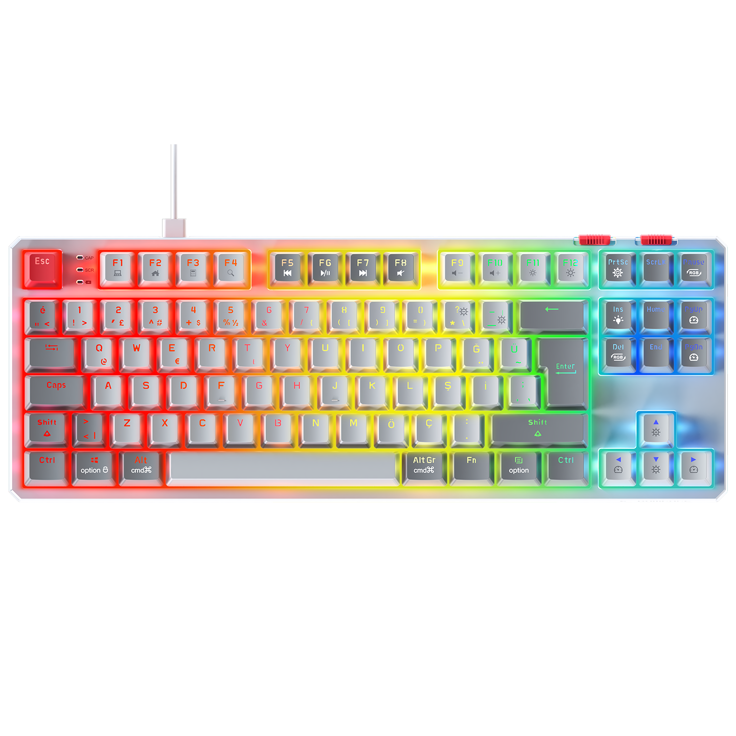 YORU TKL Beyaz/Gri OUTEMU Red Switch Q Mekanik Gaming Oyuncu Klavye