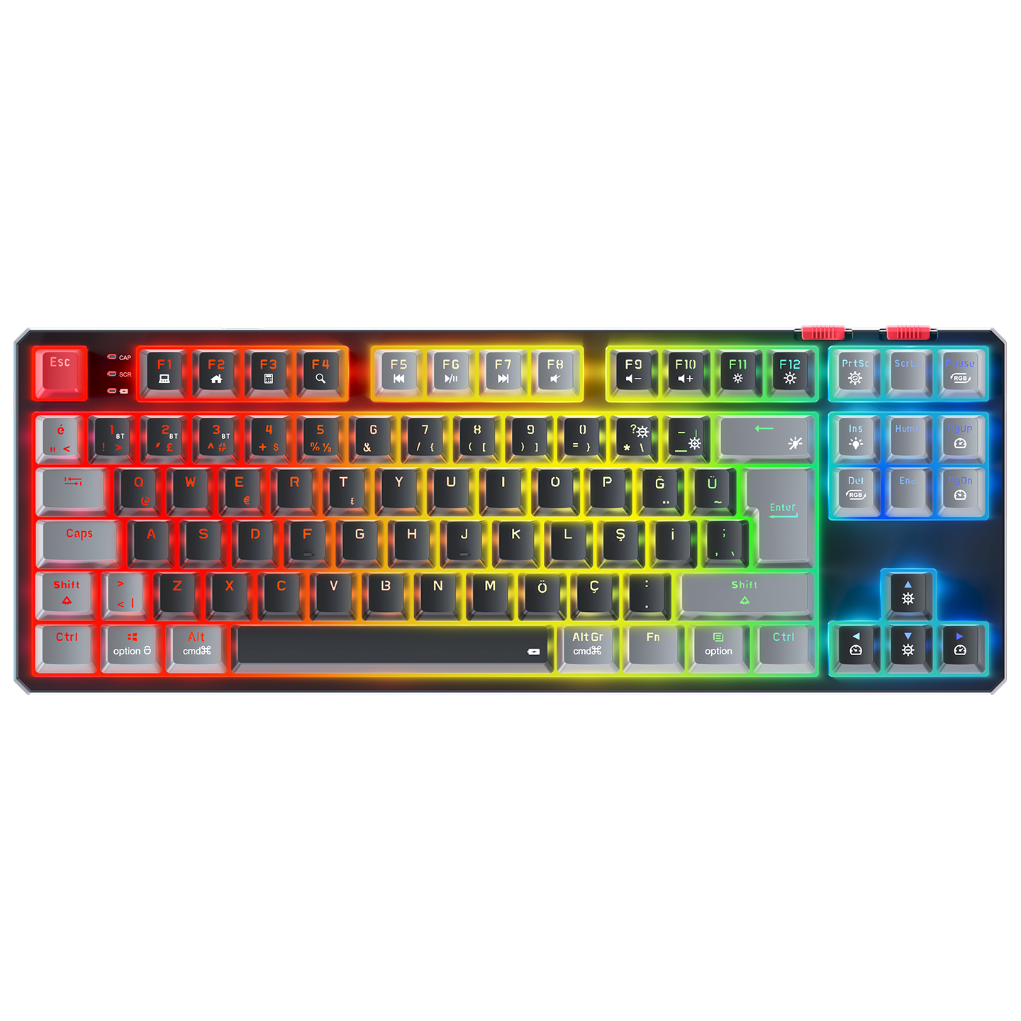 YORU TKL PRO Siyah/Gri 2.4ghz OUTEMU Red Switch Mekanik Gaming Oyuncu Klavye