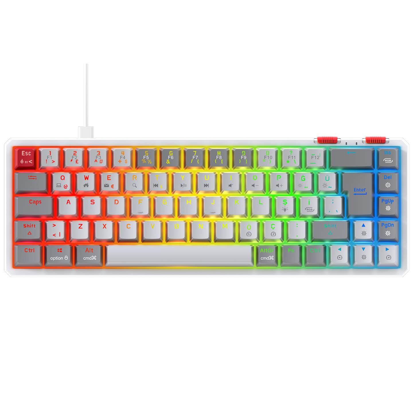 YORU MINI Beyaz/Gri OUTEMU Red Switch Mekanik Gaming Oyuncu Klavye