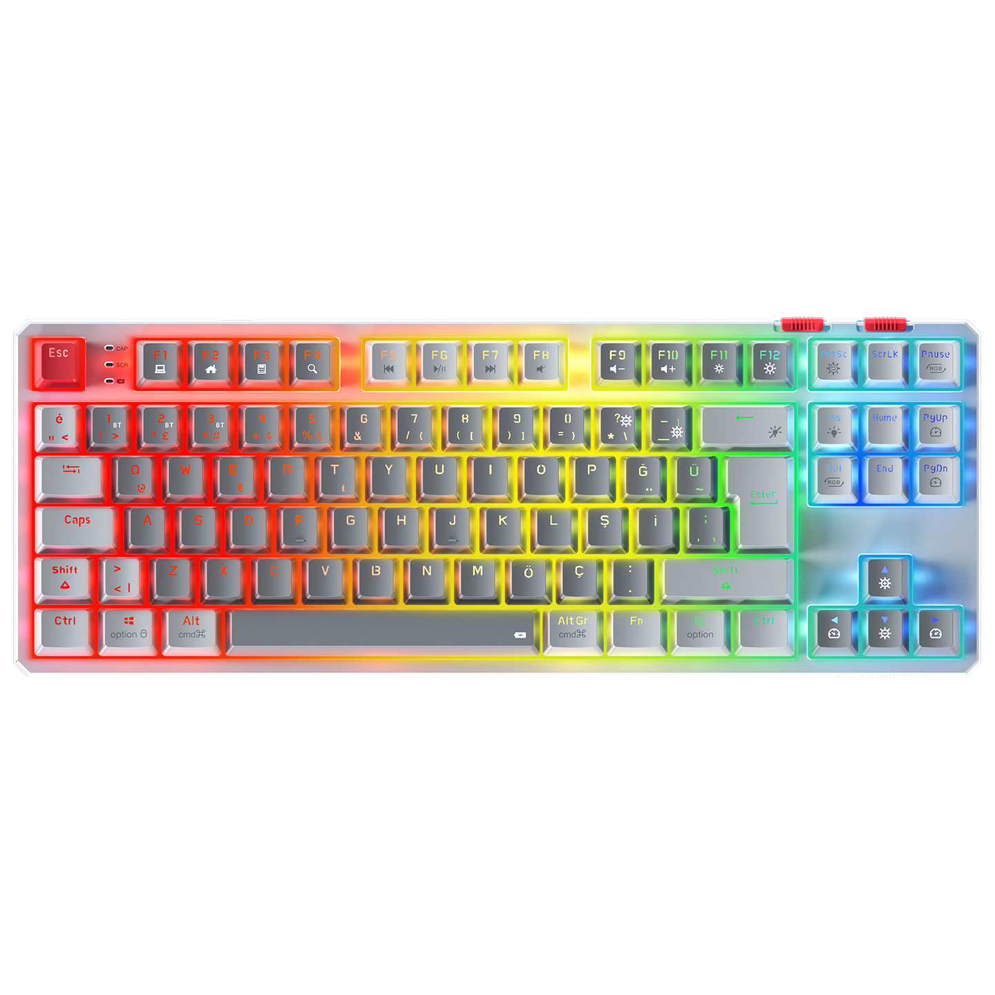 YORU TKL PRO Gri/Beyaz 2.4ghz OUTEMU Red Switch  Mekanik Gaming Oyuncu Klavye