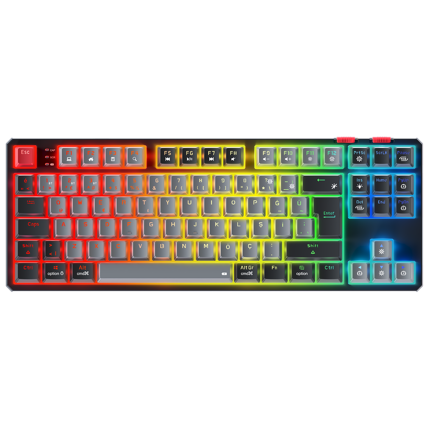 YORU TKL PRO Gri/Siyah 2.4ghz OUTEMU Red Switch Mekanik Gaming Oyuncu Klavye