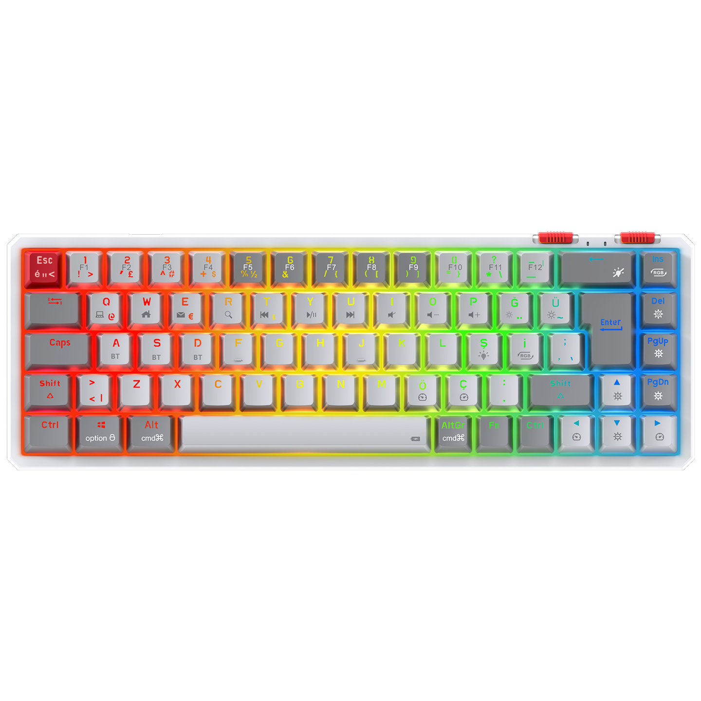 YORU MINI PRO Beyaz/Gri OUTEMU Red Switch Mekanik Oyuncu Klavye