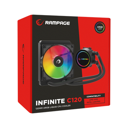 İnfinite C120 ARGB Intel LGA1700/AMD AM5 Uyumlu 120mm Sıvı Soğutmalı Cpu Fan-Siyah