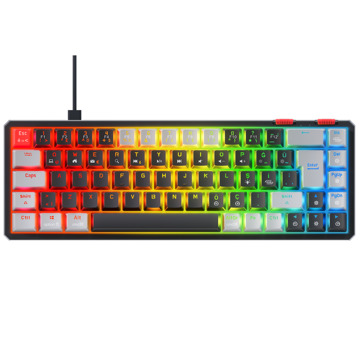 YORU MINI Siyah/Gri OUTEMU Red Switch Mekanik Gaming Oyuncu Klavye