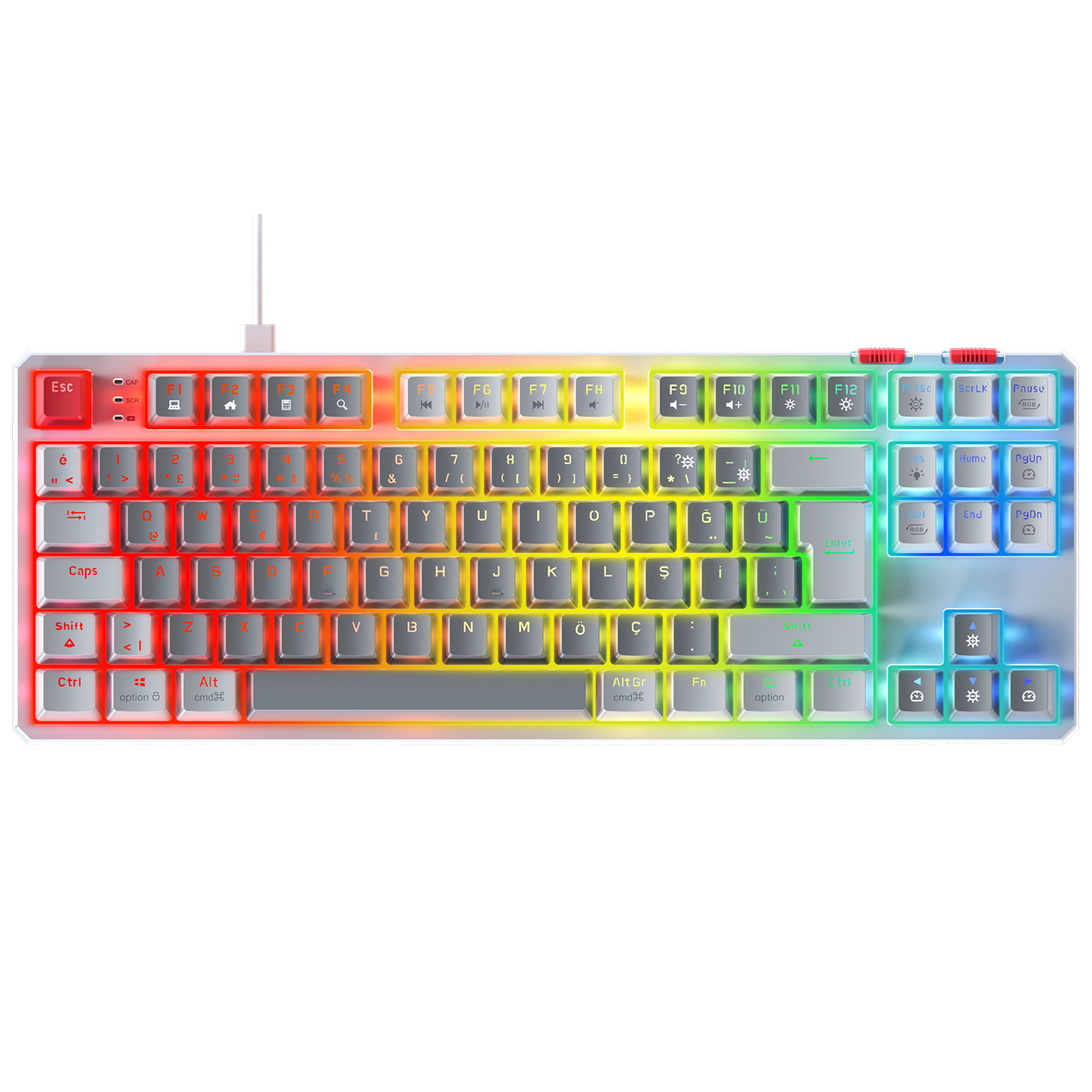 YORU TKL Gri/Beyaz OUTEMU Red Switch Mekanik Gaming Oyuncu Klavye