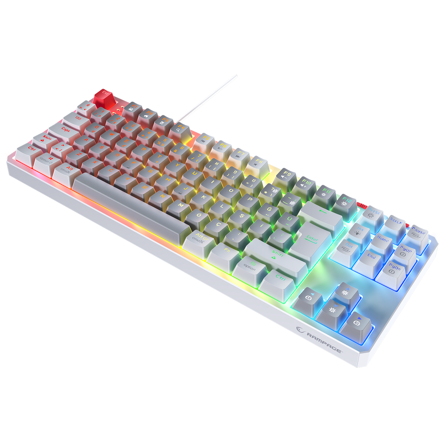 YORU TKL Gri/Beyaz OUTEMU Red Switch Mekanik Gaming Oyuncu Klavye