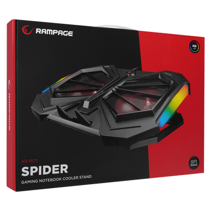 AD-RC11 SPIDER Siyah RGB Işıklı 2 Fan 15-17 inç Notebook Soğutucu Stand - Rampage