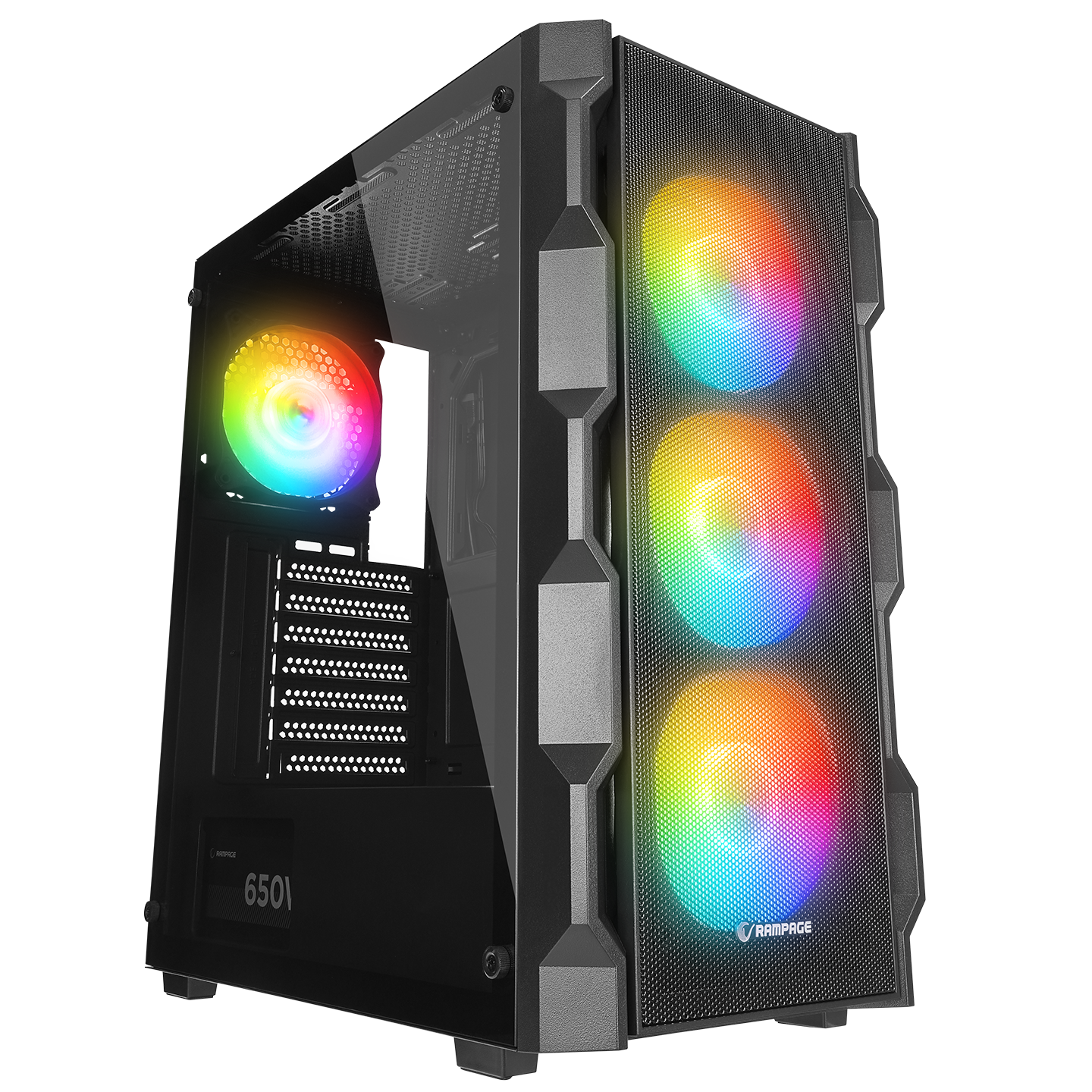 WOON Mesh 650W 80+ BRONZE Temper Camlı Mid-T Siyah Oyuncu Kasası