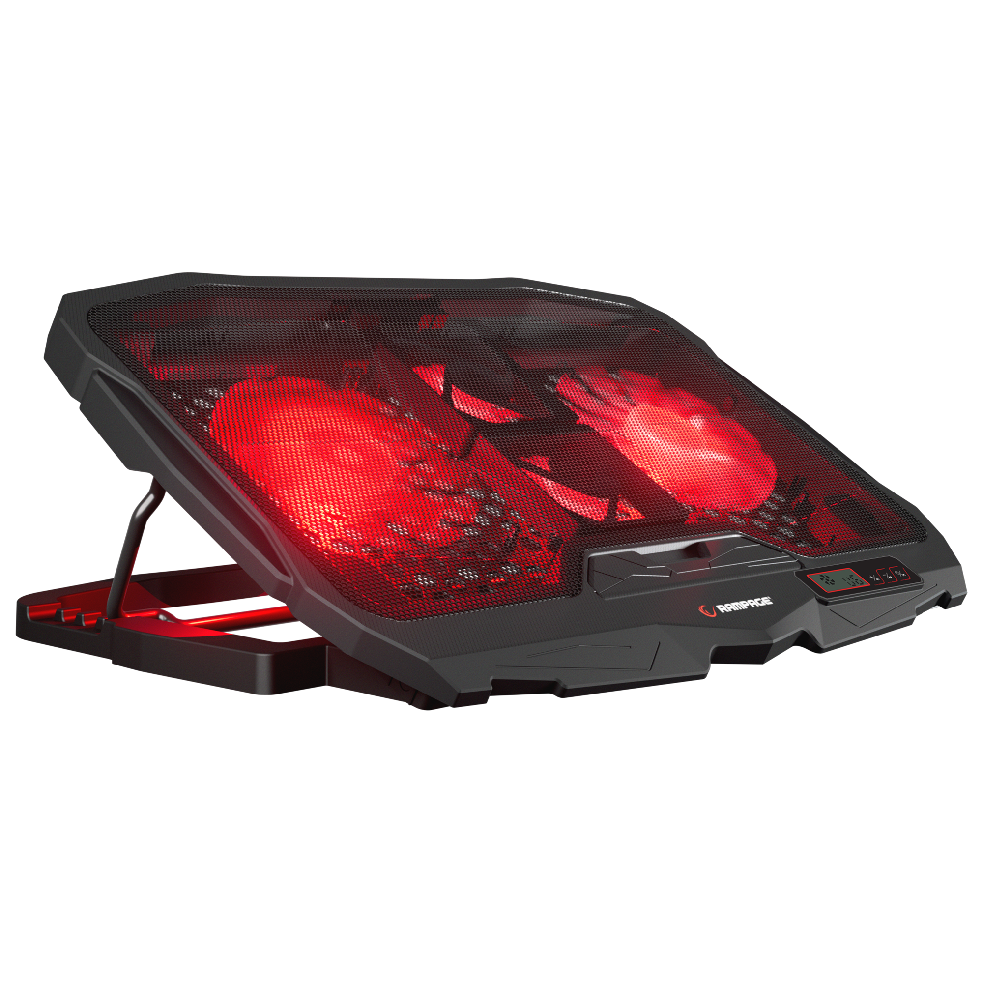 AD-RC4 COLDBREEZE Kırmızı Ledli 2*125mm+2*70mm Işıklı Fan 15-17 Notebook Soğutucu Stand - Rampage