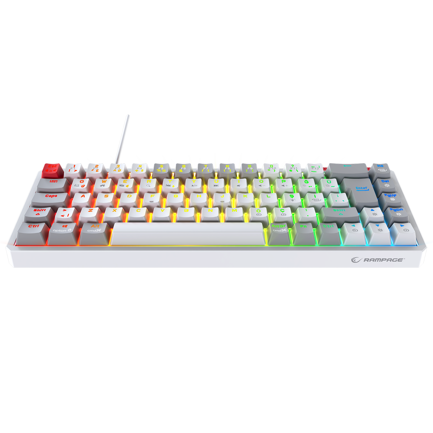 YORU MINI Beyaz/Gri OUTEMU Red Switch Mekanik Gaming Oyuncu Klavye