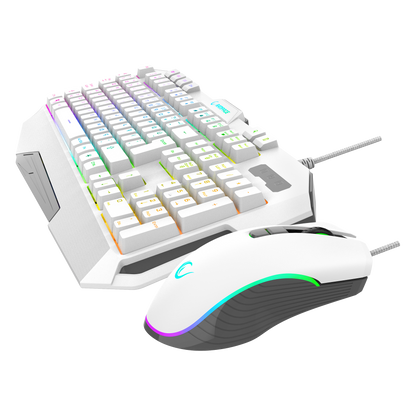 Glare Usb RGB 12800 Dpi Mouse Oyuncu Klavye Set-Beyaz