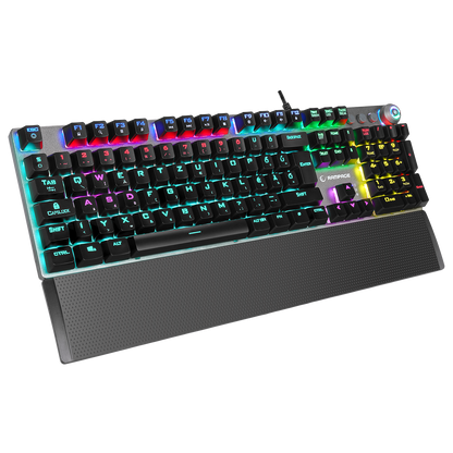 KB-R28 BLADE PLUS Siyah/Gümüş Macaristan Alfabesi Blue Switch Mekanik Gaming Klavye - Rampage